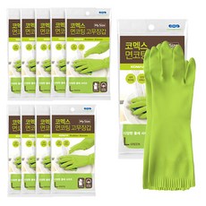 코멕스 면코팅 고무장갑, 그린, 대(L), 10개