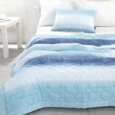 gBEDDING 波浪壓紋泡泡紗薄被, 藍色