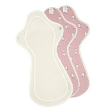 eechae 有機棉衛生棉 粉紅兔兔 翅膀型, 1入, 3個, 夜用加長型