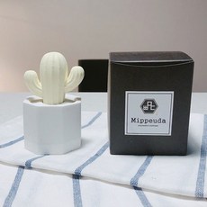 漂亮六角仙人掌石膏空氣清新劑黃色+網袋隨機出貨, 白色麝香