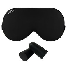 AESLA 高級絲質睡眠眼罩+耳塞組 黑色, 1套