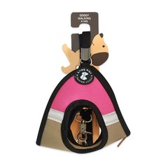 Doggy Walking 雙色胸背帶牽繩組 L, 粉紅色, 1套