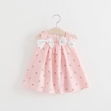 JOY MULTI 女童小草印花蝴蝶結無袖連身裙