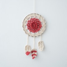 slow moments 鉤針DIY材料包 康乃馨捕夢網, 1套, 番茄紅 + 奶油白