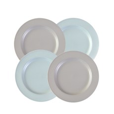 PRELUDE 陶瓷圓形餐盤 20cm, 1套, 盤子淺灰色2p+薄荷2p