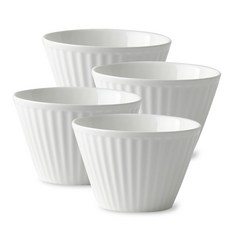 PRELUDE 素色壓紋陶瓷餐碗, 白色, 4件