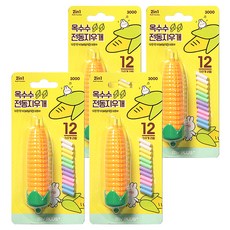 玉米造型電動橡皮擦+補充裝 12入, 混色, 4套