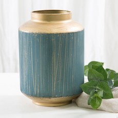 Marshmallow Gold金色觸感復古鐵製花器, 藍綠