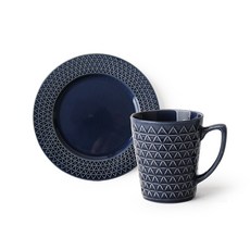 PRELUDE 幾何紋造型陶瓷餐具組, 盤子 + 馬克杯 260ml