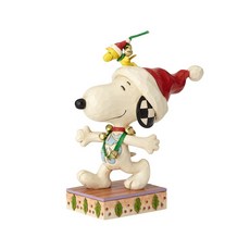 SNOOPY Enesco 和 Woodstock 聖誕帽人偶 16cm, 1個