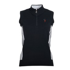 LEE&B 女款拼色棋盤格印花半拉鏈背心 AVLN6039