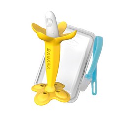 앙쥬 마마 바나나 치발기 + 전용케이스 집게끈 치아발육기, 노꼭지, 옐로우, 1개