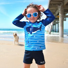 bay-b 幼兒兒童鯊魚防磨衣 + 泳帽套組