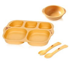 MOTHER'S CORN 孩童餐盤餐具組 C款, 混色, 1組