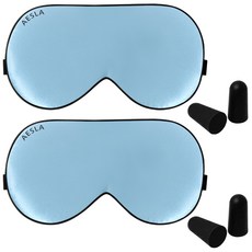 優質絲綢睡眠眼罩冰藍+耳塞, 2套