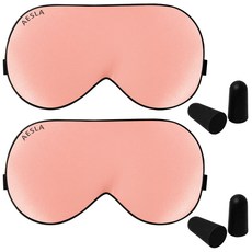 優質絲綢睡眠眼罩印地粉色+耳塞, 2套