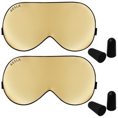 Athla優質絲綢睡眠眼罩 香檳金+耳塞, 2套