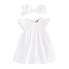 JOY MULTI 女童蝴蝶結髮帶+無袖連身裙