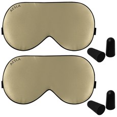 Athla優質絲綢睡眠眼罩 深金色+耳塞, 2套