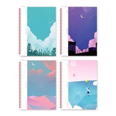 더오픈하우스 3000 감성 싸바리노트 4종 세트 23-5667, 뭉게구름, 밤하늘, 사막, 풍선소녀, 1세트