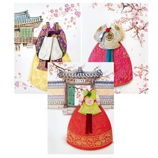 From&To 五色韓服新年賀卡 6入 + 信封 6入 + 內頁 6入 T225-123, 混合色, 1套