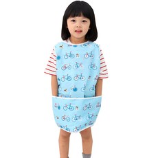 bebe chouette 孩童印花網眼美術防水圍裙+收納袋, 腳踏車款