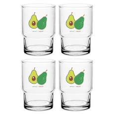NICOTT 水果圖案玻璃杯 245ml, 酪梨, 4個
