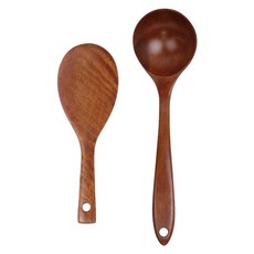 KOXINA 木頭湯勺+木頭飯匙, 單色, 1組