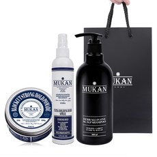 MUKAN 護髮三入組 C款 髮蠟+噴霧+洗髮乳+購物袋, 1套