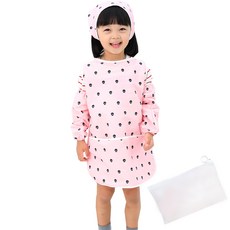 bebe chouette 孩童圖案印花防水網眼圍裙+袖套+頭巾+收納袋組, 燈泡款