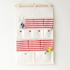 Easy Warm條紋12格壁掛式收納袋, 紅色的