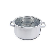 QUEEN SENSE 電磁爐適用雙耳不鏽鋼湯鍋+玻璃鍋蓋, 20cm, 單色, 1組