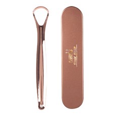 I Love Home口臭去除不鏽鋼舌苔清潔器 金色+收納盒, 1套