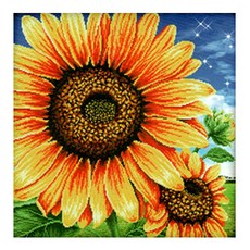 ZEZENEW 向日葵3朵 部分黏貼 5D 鑽石畫 DIY套組, 混合顏色, 1套