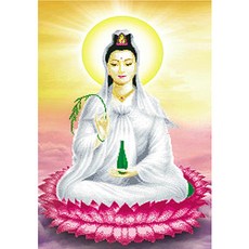 ZEZENEW 觀音菩薩坐像5D珠寶十字繡套組, 混色, 1套