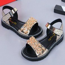 BEBEMARU 女童用 AA珍珠糖果方晶涼鞋 1584