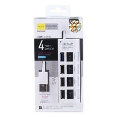 이탑 USB3.0 4포트 USB허브 개별스위치 유전원 U32-02, 화이트, 1개