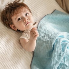 JOY MULTI 孩童用棉質薄紗毯 100*125cm, 薄荷綠