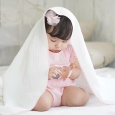 JOY MULTI 孩童用棉質薄紗毯 100*125cm, 象牙白