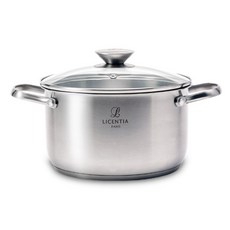 LICENTIA IH爐適用3層不鏽鋼雙耳湯鍋+鍋蓋組, 單色, 20cm, 1組