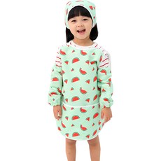 BEBE CHOUETTE 幼兒防水網眼美術畫畫衣 + 袖套 + 頭巾套組, 西瓜果凍