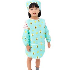 bebe chouette 孩童印花防水網眼美術圍裙+袖套+頭巾, 蜜蜂冒險