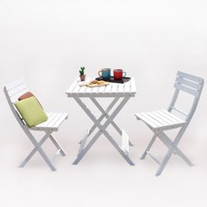 hesen 에코DIY 원목 가든 테이블 + 의자 2p 세트, 화이트