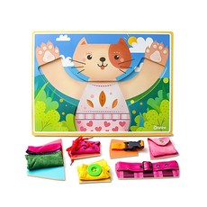 캐스비 튼튼 고양이 소근육 퍼즐, 1개, 6피스, 빨강 + 파랑 + 노랑