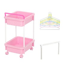 Living Smile 方型雙層收納推車組 A款, 粉色