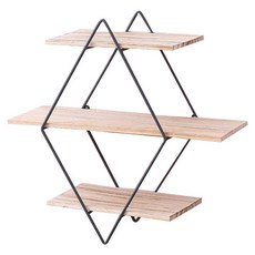 TP 復古壁掛式木製菱形層架, 混合顏色, 3層