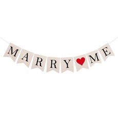 WOW PARTY KOREA Marry Me 愛心拉旗, 白色, 1個