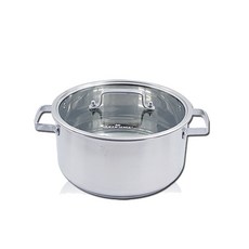 QUEEN SENSE 電磁爐適用雙耳不鏽鋼湯鍋+玻璃鍋蓋, 24cm, 單色, 1組