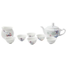 白釉玉菊花茶具組, 1套
