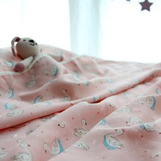 ddasum 印花人造絲被, 粉色 天鵝款